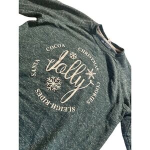 Jordanna Adams Womens Green Christmas Jolly Sweatshirt Pullover Size Medium